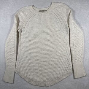 LOFT‎ Women's M Cream Basket Weave Knit Wool Blend Long Sleeve Sweater